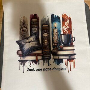 NEW - Cute Canvas Tote - Cozy Book Scene w/Just One More Chapter words